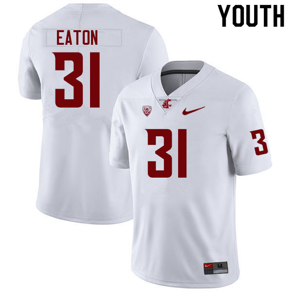 Youth #31 Will Eaton Washington State Cougars College Football Jerseys Sale-White - Click Image to Close